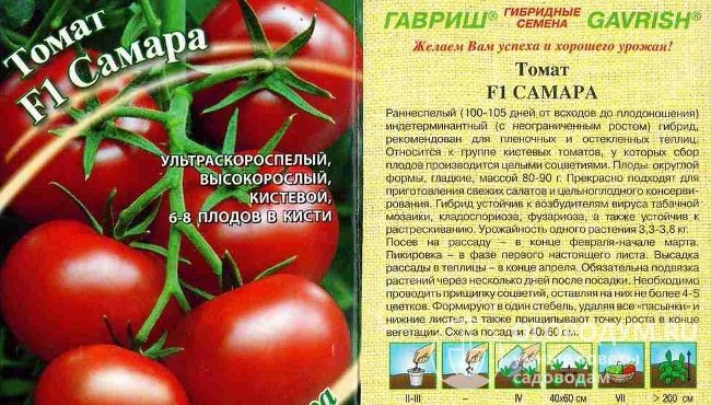 Фрагмент упаковки семян гибрида «Самара F1» производителя «ГАВРИШ»