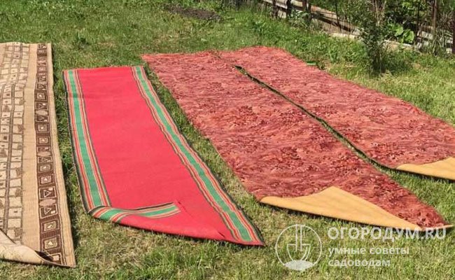 В огородных условиях натуральные ковровые покрытия – непрактичны и недолговечны, а синтетические – небезопасны