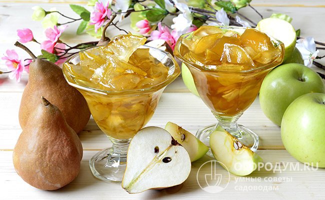 Сочетание сладких сочных груш и плотных кисловатых яблок обеспечивает варенью гармоничный сбалансированный вкус