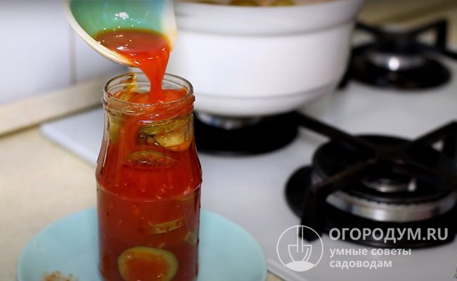 Жареные кабачки в томатном маринаде